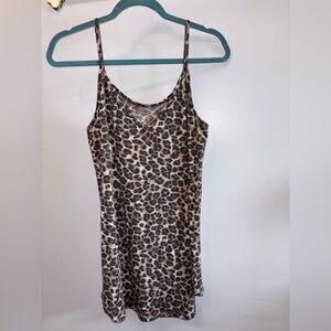 Leopard Print Spaghetti Strap Tank Top - Brown/Black